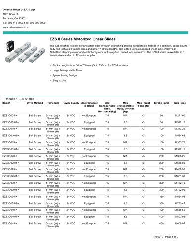 EZS II Series Motorized Linear Slides