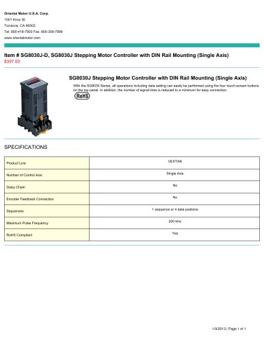 SCX10, SCX10 Universal Stepping Motor Controller (Single Axis) $397.00