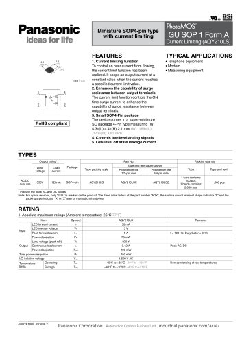 AQY SOP Current Limiting Catalog