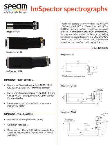 ImSpector Spectrographs Data Sheet