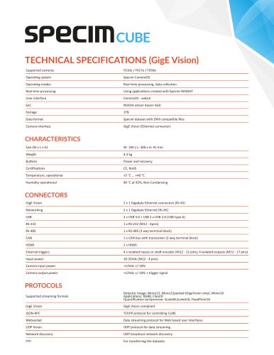 SpecimCUBE Data Sheet (GigE)