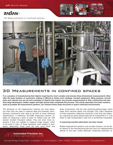 3D Measurements in confined spaces