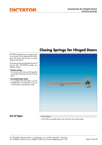 Closing Springs for Hinged Doors