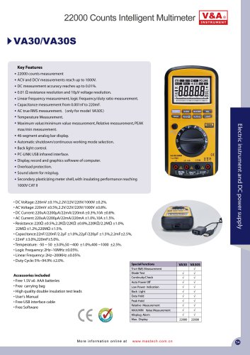 V&A 22000 Count Intelligent  Multimeter  VA30 Electric Instrument