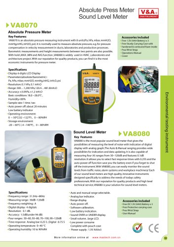 V&A  Absolute Press Meter /Sound level Meter VA8070/VA8080 Environmental testing