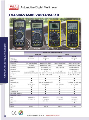 V&A Automotive Digital Multimeter VA50 serials Electronic measurement