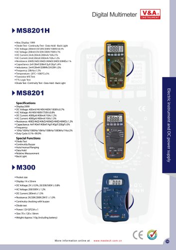 V&A Digital Multimeter  MS8201H/MS8201/M300 Electric Instrument