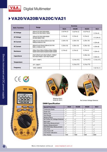 V&A Digital Multimeter  VA20/VA20B/VA20C/VA21 Electric Instrument