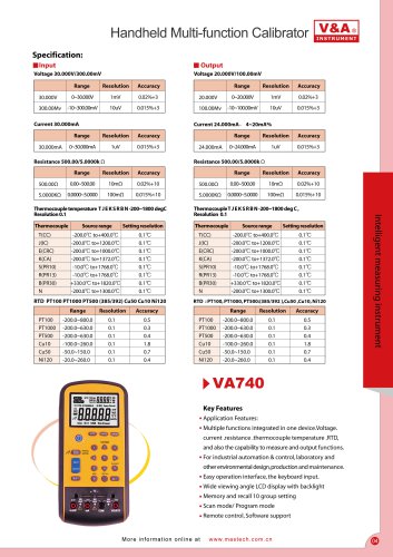 V&A Handheld Multi-function Calibrator VA740 Measurement & Analysis Instruments