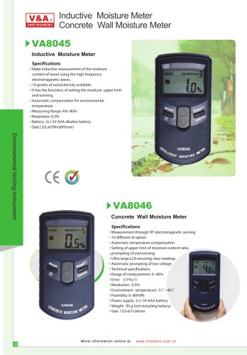 V&A Inductive Moisture Meter/Concrete Wall Moisture Meter VA8045/VA8046 Environmental Products