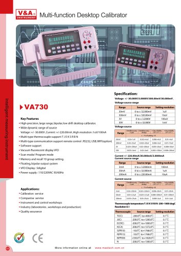 V&A Multi-function Desktop Calibrator VA730 Measurement & Analysis Instruments