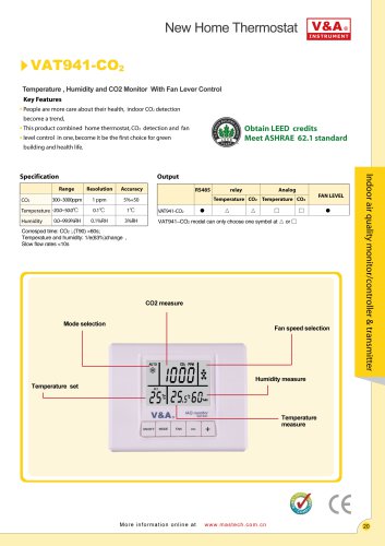 V&A New Home Thermostat VAT941-CO2 Environmental Products?