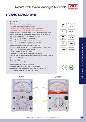 V&A Robust Professional Analogue Multimeter VA101A/VA101B Electric Instrument