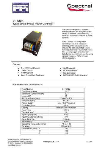 S1-12NV 12kW Single Phase Power Controller