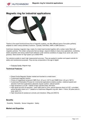 Magnetic ring for industrial applications