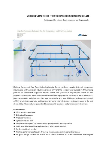 AIRPIPE Aluminium piping network/compressir air piping/pressure reducer/energy saving