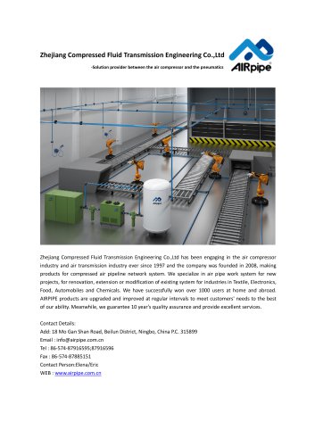 AIRPIPE Aluminium piping network/quick fit installation/corrosion resistant/minium pressure drop