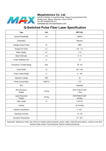 MFP-20L 20W Economical version Maxphotonics Fiber Laser Source