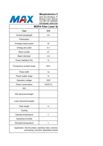 MFPT-20 MOPA 20W fiber laser source from Maxphotonics