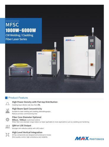 MFSC 1000W-6000W CW Welding / Cladding Fiber Laser Series