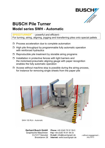 BUSCH Pile Turner Model series SWH - Automatic