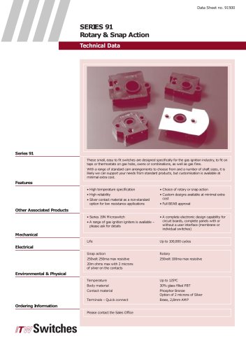 Rotary and snap Action Gas ignition series 91