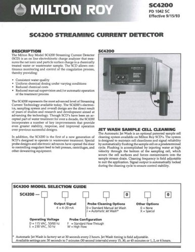 SC4200 Streaming Current Detector