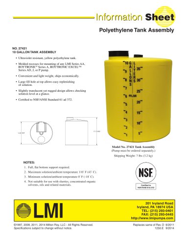 PE Tank Assembly Information Sheet