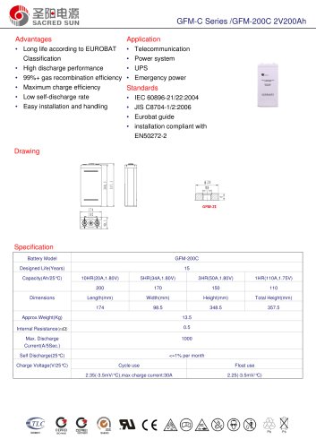 GFM-C Series /GFM-200C 2V200Ah