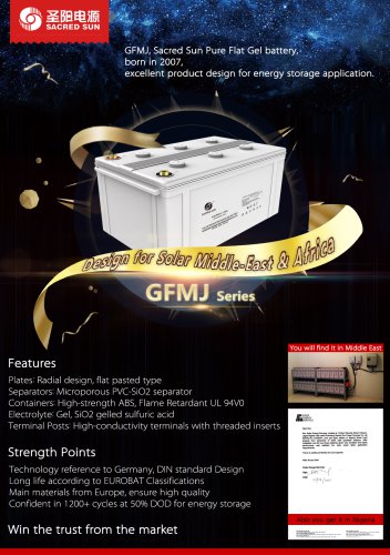 GFMJ,Sacred Sun Pure Flat Gel battery