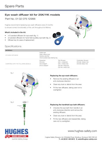 Eye wash diffuser kit for 25K/11K models datasheet