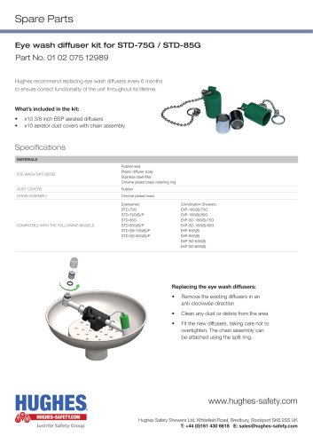 Eye wash diffuser kit for STD-75G / STD-85G datasheet