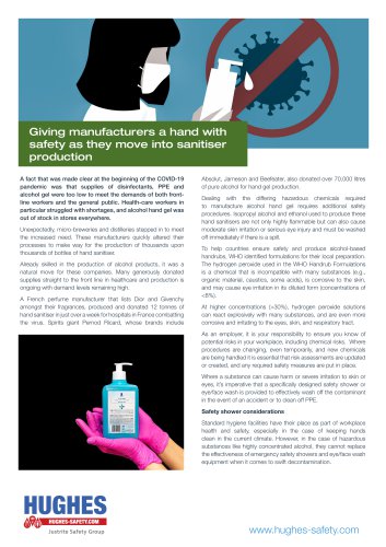 Giving manufacturers a hand with safety as they move into sanitiser production