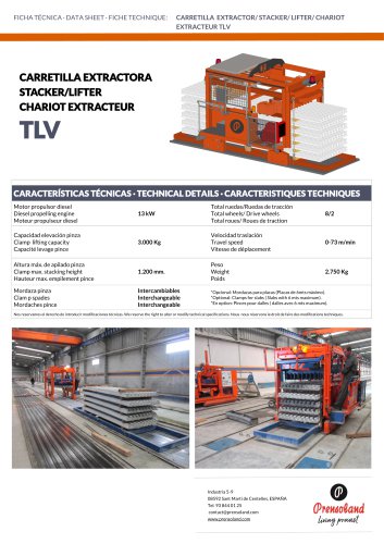 CARRETILLA EXTRACTORA STACKER/LIFTER CHARIOT EXTRACTEUR TLV