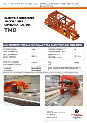 CARRETILLA EXTRACTORA STACKER/LIFTER CHARIOT EXTRACTEUR TMD