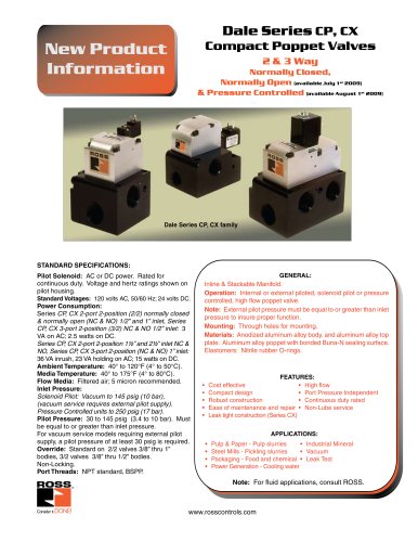 Dale series poppet valves