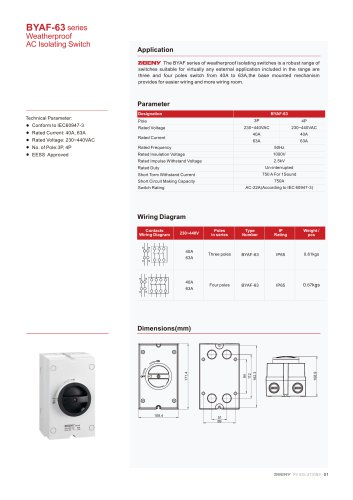 BYAF-63 series Weatherproof  AC Isolating switch