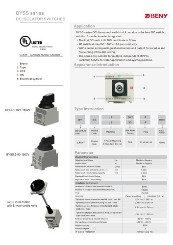 UL listed DC Disconnect Switch for Solar Inverter