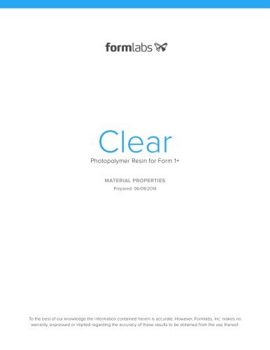 Clear Photopolymer Resin Form 1+