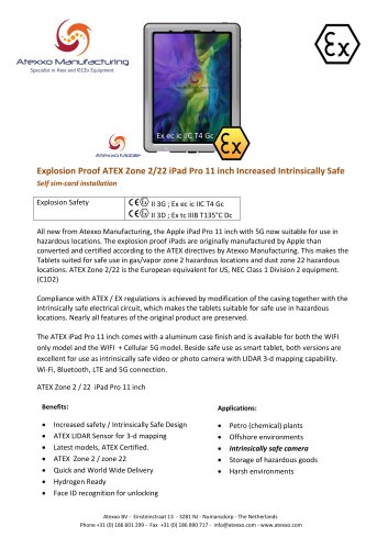 Explosion Proof ATEX Zone 2/22 iPad Pro 11 inch Increased Intrinsically Safe