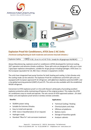 Product flyer explosion proof AC Units (7-14kW)