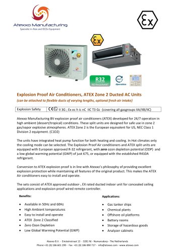 Product flyer explosion proof AC Units Ducted (3.5-14kW)