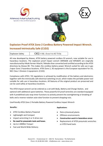 Product flyer Explosion Proof Cordless Battery Powered Impact Wrench