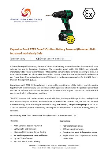 Product flyer explosion proof hammer drill (Ex zone 2)