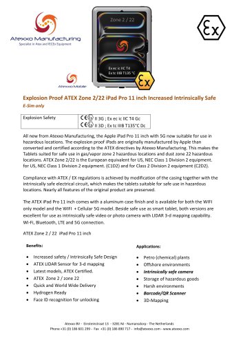 Product flyer explosion proof iPad Pro (2025) (Ex Zone 2)