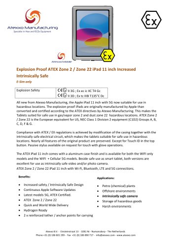 Product flyer explosion proof iPad (A16) (Ex Zone 2)