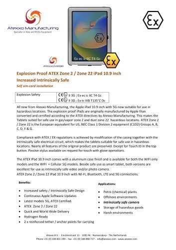 Product flyer explosion proof iPad (Ex Zone 2)