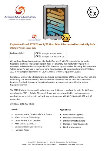 Product flyer explosion proof iPad Mini 6 (Ex Zone 2)