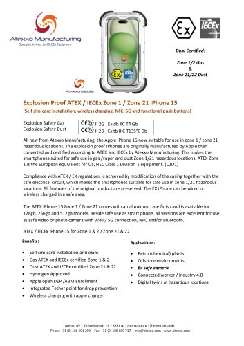 Product flyer explosion proof iPhone 15 (Ex Zone 1)