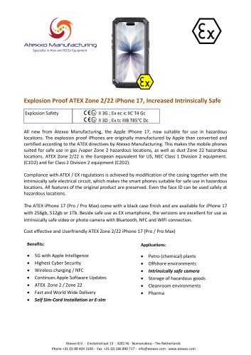  Product flyer explosion proof iPhone 17 (Ex Zone 2)